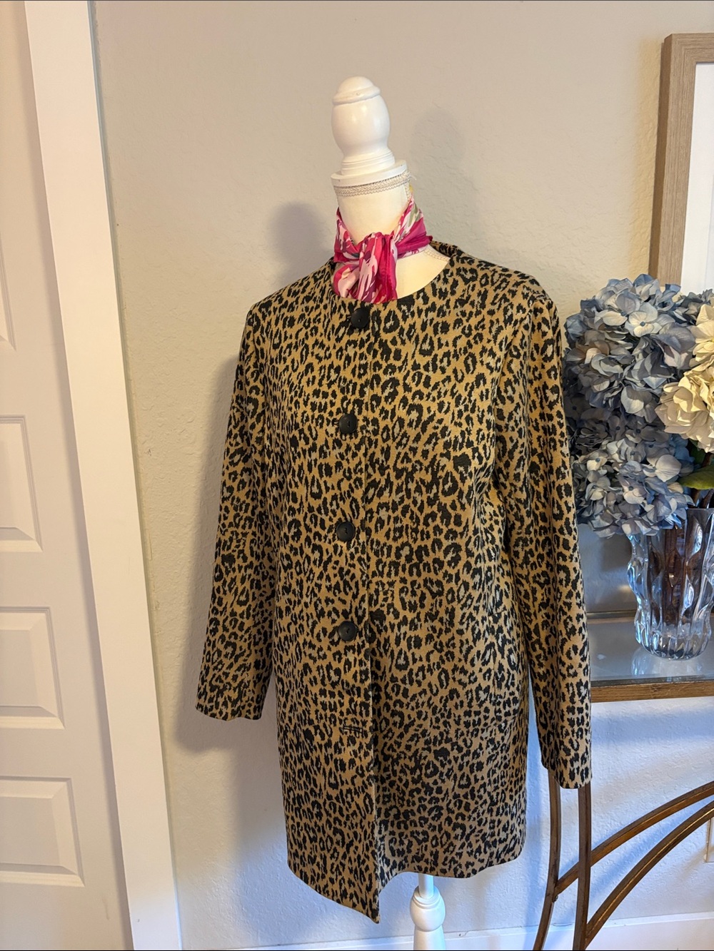 Leopard Print Women's Coat - Tan/Black/Gold NWOT